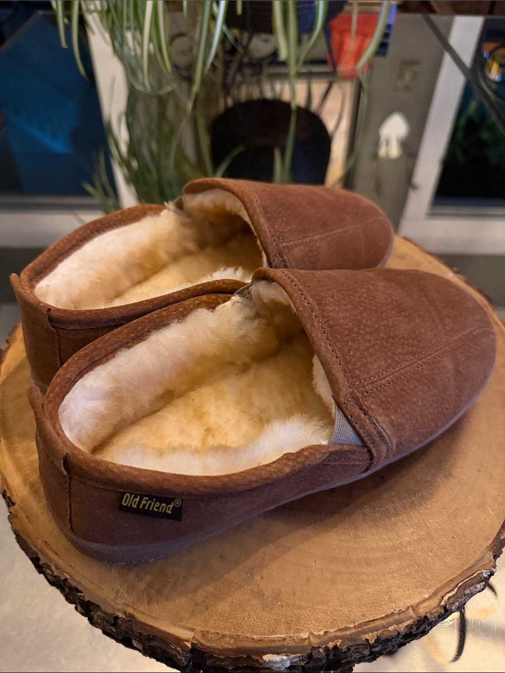 Old Friend Leather/Suede Moccasin Slippers, Mens 7